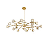 Modern Brass 12-Light Branching Crystal Chandelier for Living Room and Dining Room