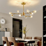 Modern Brass 12-Light Branching Crystal Chandelier for Living Room and Dining Room