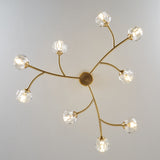 Modern Brass 12-Light Branching Crystal Chandelier for Living Room and Dining Room