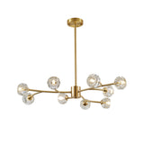 Modern Brass 12-Light Branching Crystal Chandelier for Living Room and Dining Room