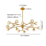 Modern Brass 12-Light Branching Crystal Chandelier for Living Room and Dining Room