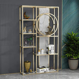 Modern Open Bookshelf  White & Gold Etagere in Metal Frame-Bookcases &amp; Bookshelves,Furniture,Office Furniture