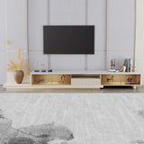 Light Khaki Modern Extendable TV Stand with Light Management Hole Included-Richsoul-Furniture,Living Room Furniture,TV Stands