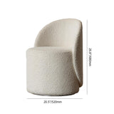 Modern Beige Round Swivel Vanity Stool Boucle Accent Chair with Semi-Circular Back