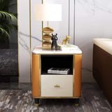 Modern Square 1-Drawer Chest Side Cabinet with Storage in White & Orange-Richsoul-Cabinets &amp; Chests,Furniture,Living Room Furniture
