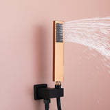 Sistema de ducha de pared Cabezal de ducha tipo lluvia de 10" con ducha de mano Negro y oro rosa
