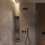 Sistema de ducha de 2 funciones negro redondo montado en la pared de 10" con ducha de mano