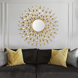 Espejo de pared de oro redondo de metal con estilo de lujo Sun Shine Home Decor