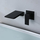 Waterfall Wall Mounted Matte Black Bathroom Sink Faucet Single Handle