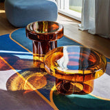 Modern Glass Coffee Table Set 2-Piece Cloud-Shaped in Orange-Coffee Tables,Furniture,Living Room Furniture