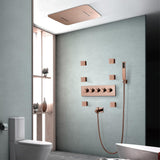 Wall-Mounted 23" Thermostatic Shower System in Gold 4 Functions