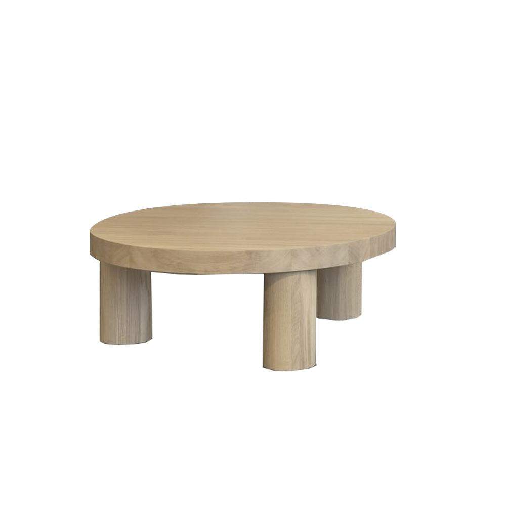 23.6" Round Natural Pine Wood Coffee Table Center Table for Living Room-Richsoul-Coffee Tables,Furniture,Living Room Furniture
