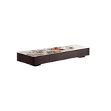 2 Pieces Modern Brown Stone Top Coffee Table Set 2 Drawers with Storage-Coffee Tables,Furniture,Living Room Furniture