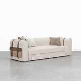 Sofá moderno de 87" Boucle blanco de 3 plazas tapizado convertible con almacenamiento lateral