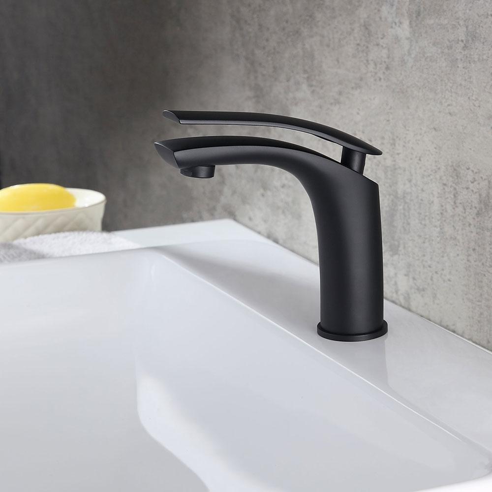 Adolf Matte Black Single Handle One-Hole Bathroom Sink Faucet Solid Brass