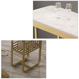 55.1" Modern Straight Bar Table with Shelves in White & Gold