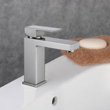 Deck Mounted One-Hole Single Handle Bathroom Sink Faucet Brushed Nickel Solid Brass