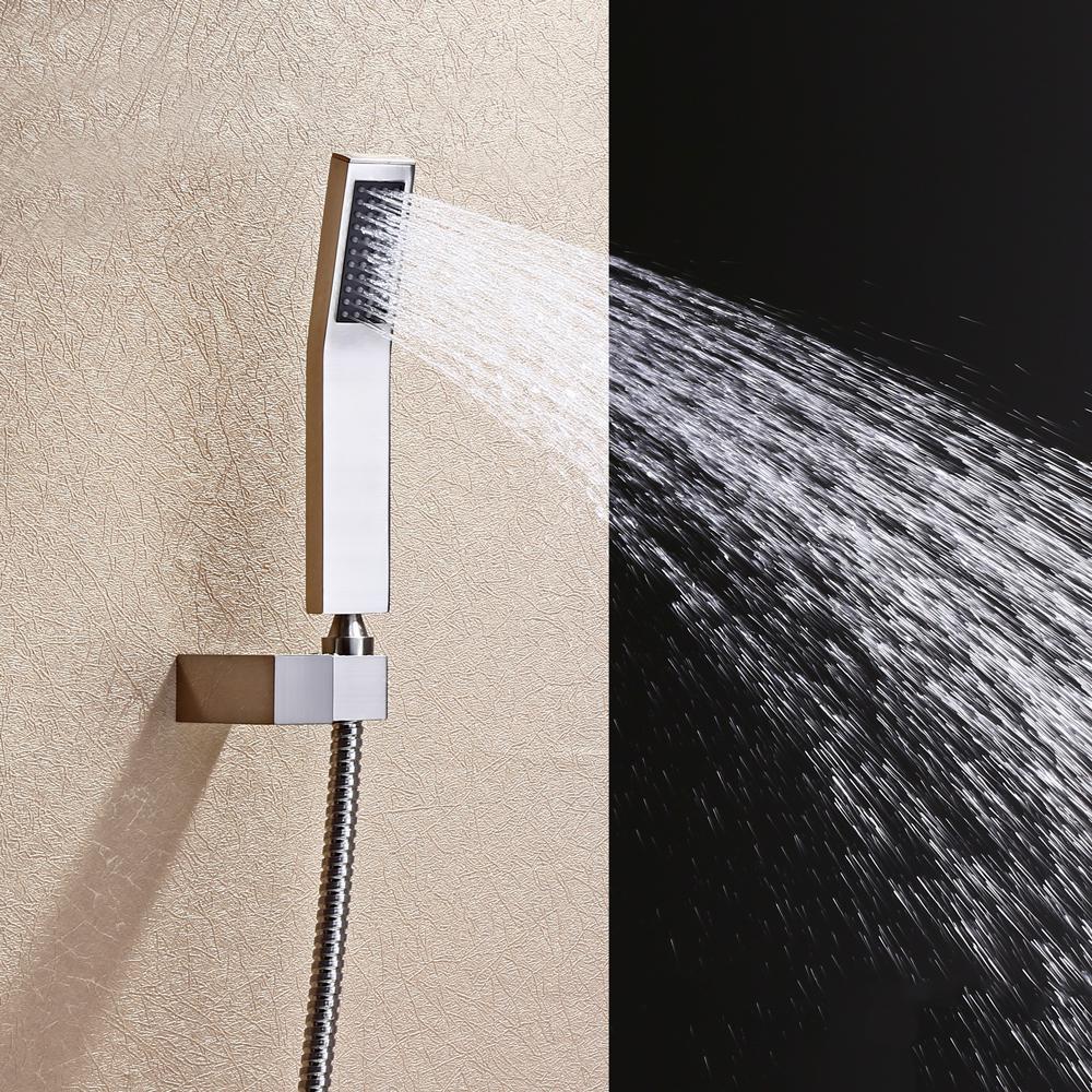 16 Square Ceiling-Mount Shower Head & 6 Body Sprays & Wall Mounted Handshower System