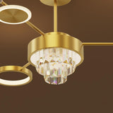 Goldfarbener LED-Kronleuchter 9-Licht-Sputnik-Deckenleuchte mit Kristallakzenten