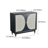 Black Rattan Accent Cabinet 2-Door Sideboard Buffet with Adjustable Shelves