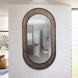 Espejo de pared de metal ovalado Acento de pared de hogar vintage hueco