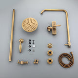 Antique Brass Exposed Wall Mount Shower System with 8" Rain Shower Head and Hand Shower