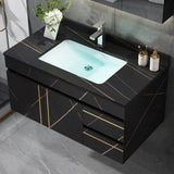 35 "Vanité de salle de bain flottante en faux marbre moderne noir