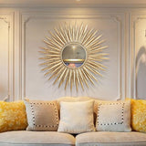 Arte de la decoración del espejo de la pared del metal del sol del oro creativo de lujo
