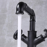 Ruth Industrial Pipe Bathroom Vessel Faucet Matte Black Black 1-Hole 2-Handle Frash