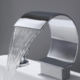 Mooni Chrome Waterfall Spout 2 Crystal Handle Widespread Bathroom Sink Faucet