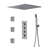 Grifo de ducha de níquel cepillado termostático de lluvia moderno Sistema de ducha de montaje empotrado con ducha de mano y chorros de cuerpo de latón macizo