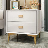 Modern Champagne Nightstand 2 -Drawer Bedside Table in Gold Finish