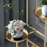 Chic Unique Shaped Metal Standing Plant Stand in Gold