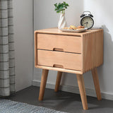 Nordic Wood Nightstand with 2 Drawers Small Bedside Table with Storage, Natrual