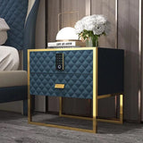 White 2 Drawers Bedroom Nightstand with Electronic Lock Stainless Steel Base