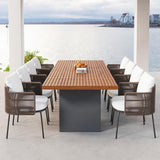 9-teiliges Terrassen-Ess-Set für 8 Personen mit Tisch aus Teakholz und Rattanstühlen