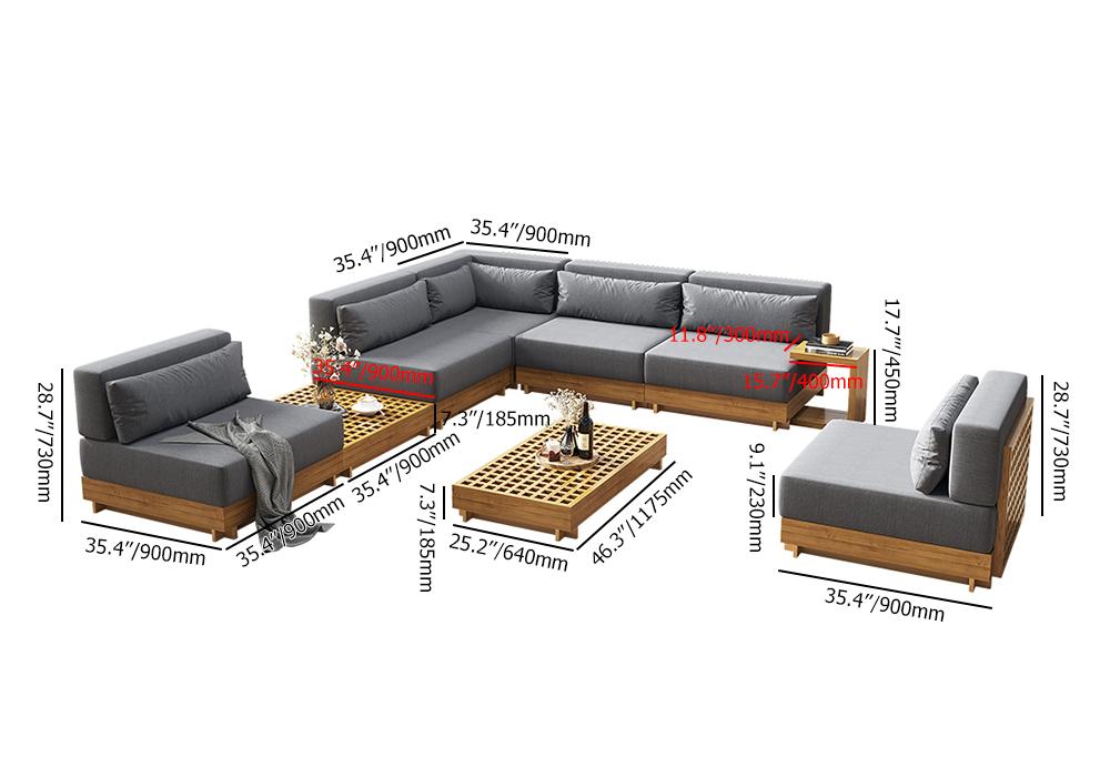  LOKATSE HOME Juego de sofá modular de esquina de patio de 3  piezas, muebles de metal, con cojines, color beige : Patio, Césped y Jardín