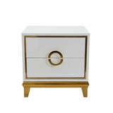 Gold Nightstand Black Bedroom Nightstand with 2 Drawers Square Bedside Table