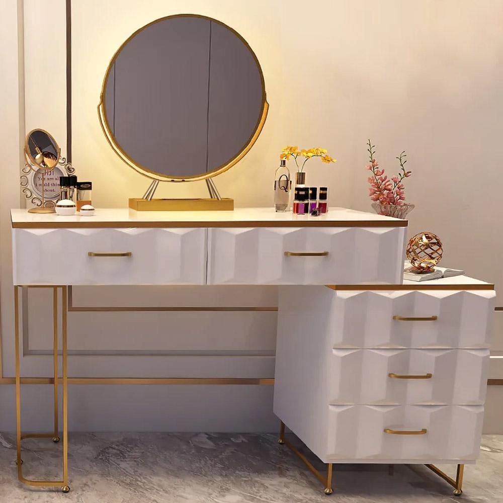  Makeup Vanity Set with Mirror and Stool Modern Make Up Vanity  Desk with Flip-top Mirror Dressing Table with Storage Drawers for Bedroom  Small Makeup Vanity for Small Spaces (White + Solid