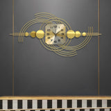 Horloge murale surdimensionnée en métal moderne 3D avec cadre géométrique doré