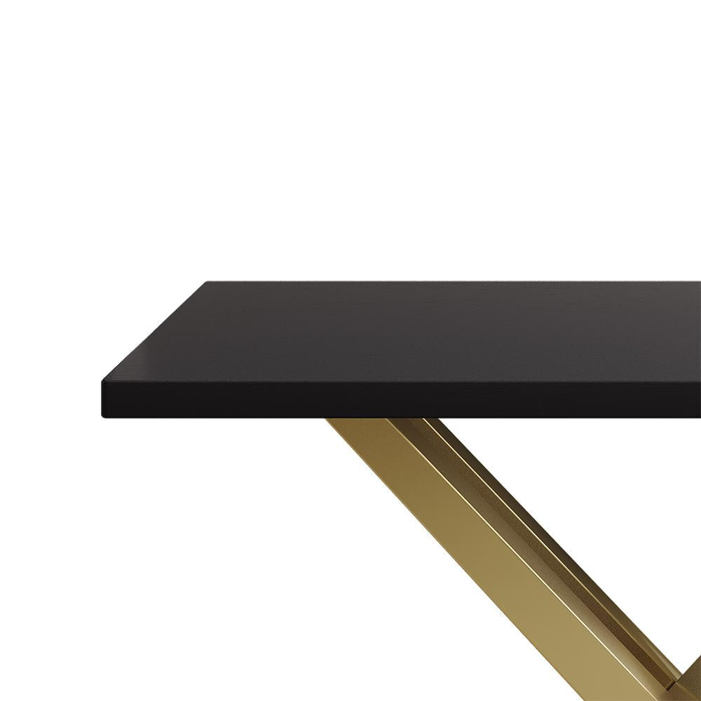 Mesa consola estrecha en negro y dorado Mesa decorativa para entrada X Base  de metal en tamaño pequeño - 70.9 de largo x 11.8 de ancho x 29.5 de