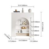 39.4 "W x 43.3" H Matte White Decorative Fireplace Cookcogice Wooden 3 Tier Storage Relving