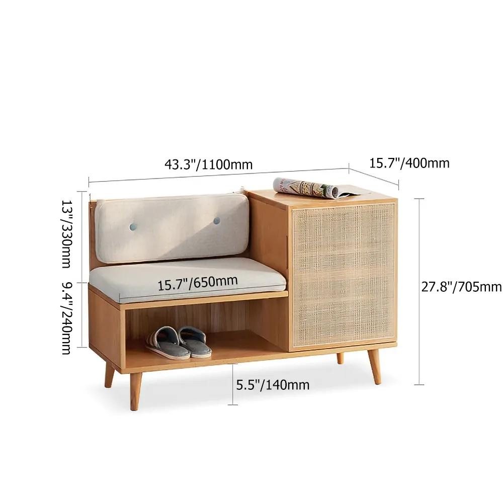 Upholstered Modern Shoe Storage Cabinet with Door White Entryway Storage  Bench Cabinet