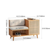 Upholstered Shoe Storage Cabinet with Door Entryway Rattan Shoe Storage Bench