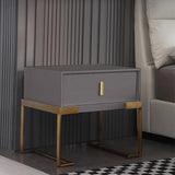 Table de chevet de chambre noire avec table de chevet de tiroir base en acier inoxydable