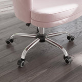 Blue Modern Swivel Office Chair Velvet Upholstered Task Chair Adjustable Height