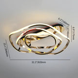 Modern Gold LED Geometric Semi Flush Mount Light Wavy Design Metal