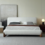 منصة بوب بيضاء حديثة سرير سرير بحجم كينج مع اللوح الأمامي المنجد