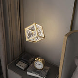 Gold Geometric Pendant Light with Crystal Accents LED 1-Light