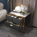 White 2 Drawers Bedroom Nightstand with Electronic Lock Stainless Steel Base